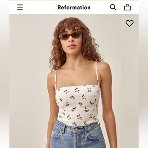 Reformation Overland Linen Top in Cherry Pit